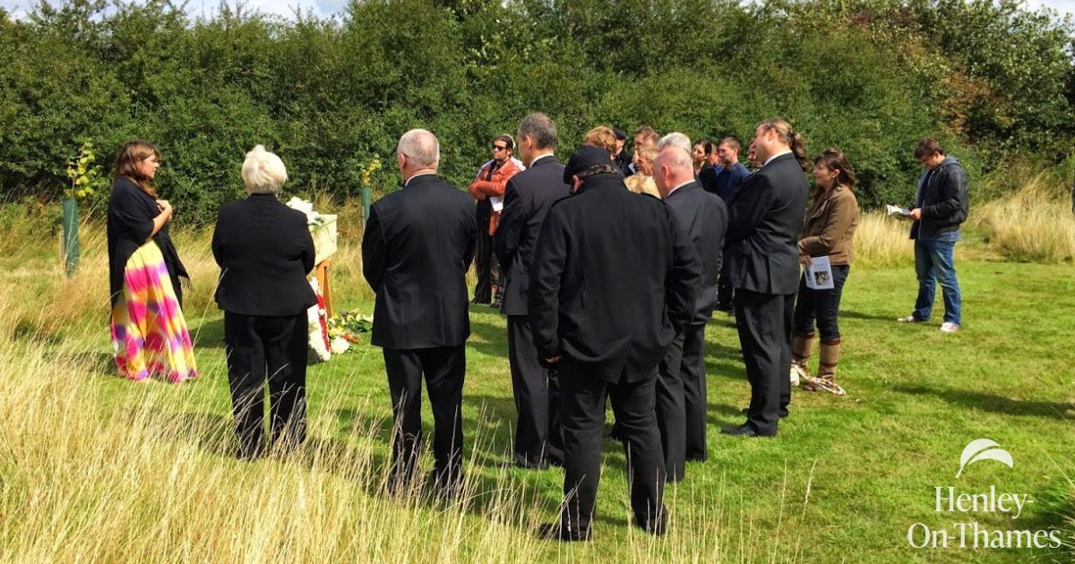 Funeral service at a natural burial ground led by a funeral officiant